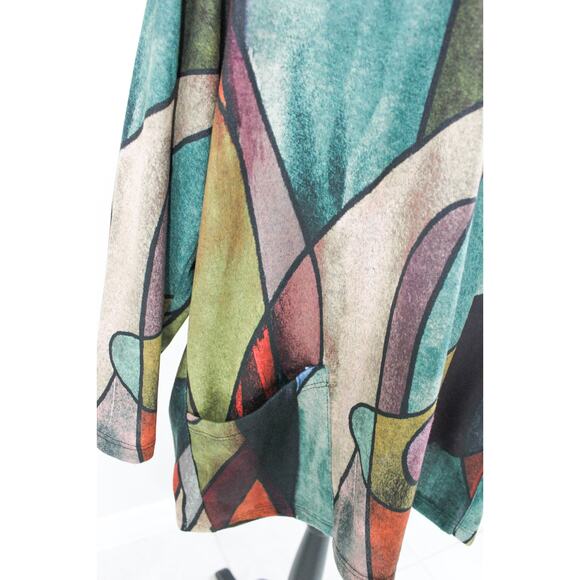 NWT Jess & Jane Size XL Stained Glass Brushed Suede Knit Top Made in USA Artsy - Picture 4 of 4